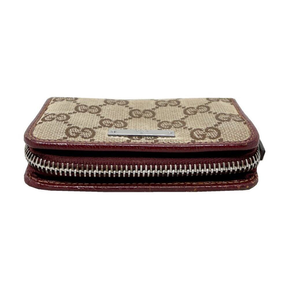 Gucci GG‎ Supreme Canvas Burgundy Trim Small Zip Wallet - Picture 3 of 8